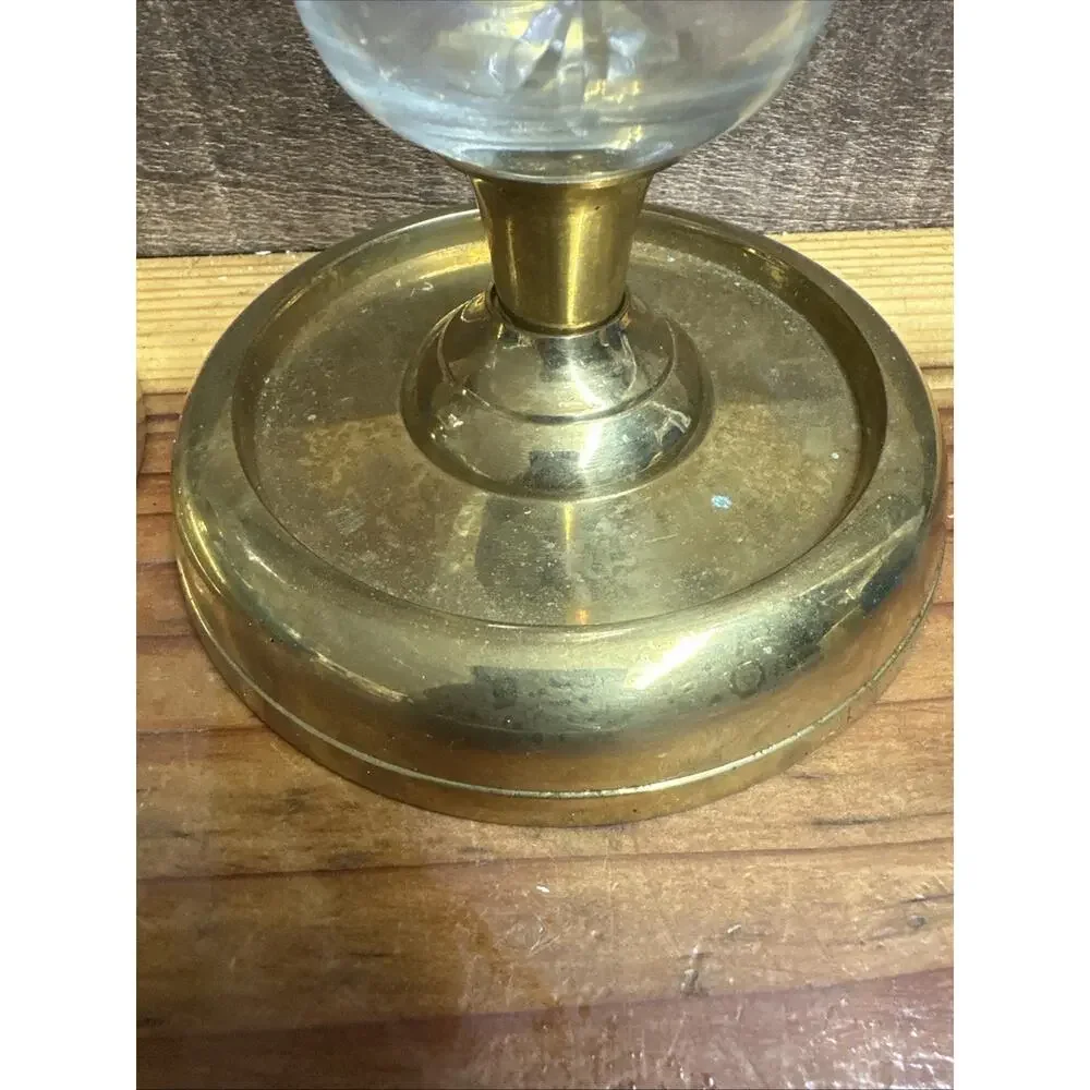 Vintage Brass Candle Holders Glass Starburst Votive Holders Set Of 2